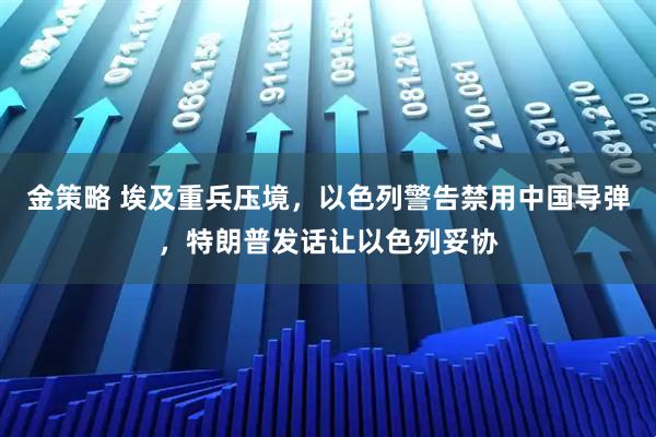 金策略 埃及重兵压境，以色列警告禁用中国导弹，特朗普发话让以色列妥协